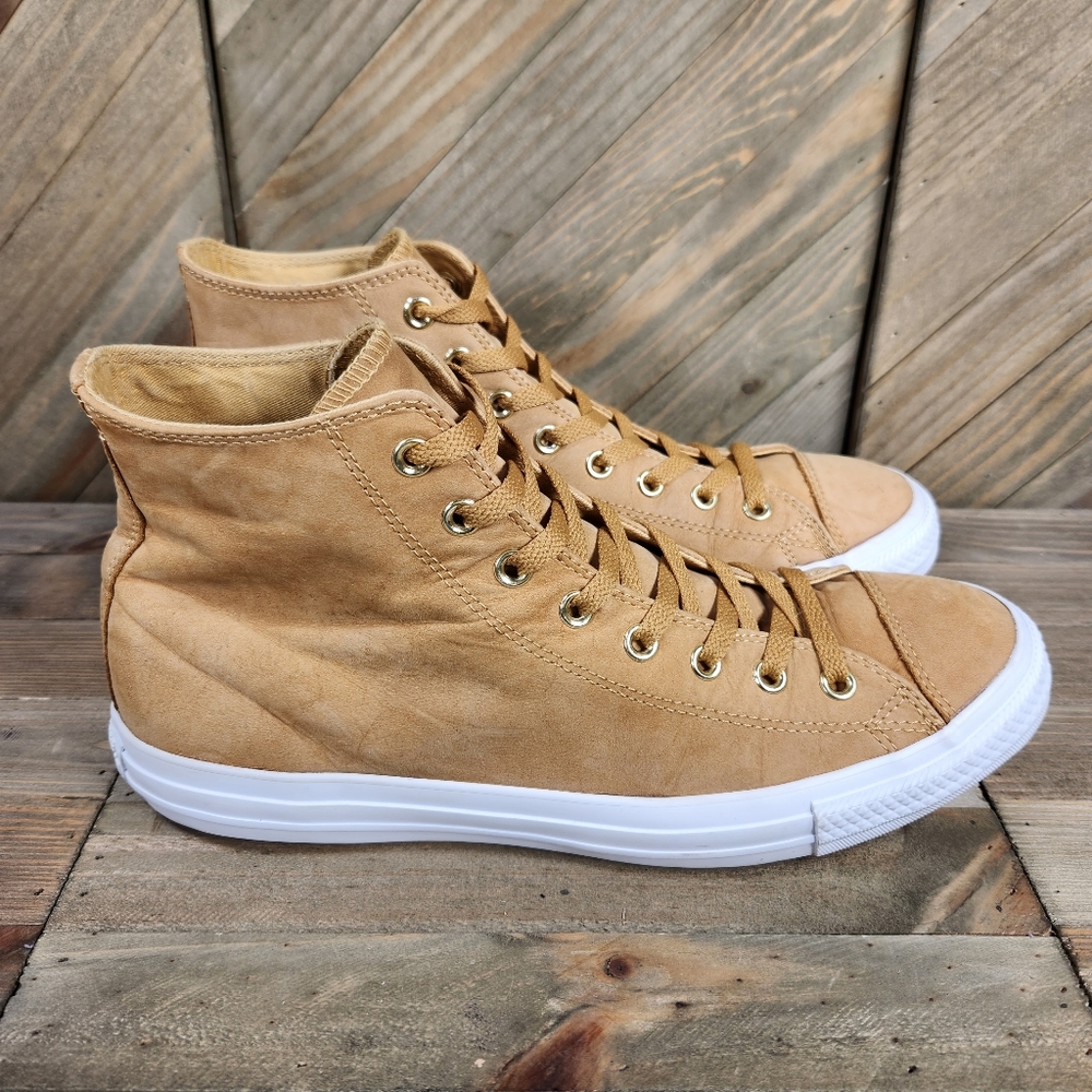 Converse Chuck Taylor High All Star Leather Mens Athletic Shoes Size 11.5 Brown